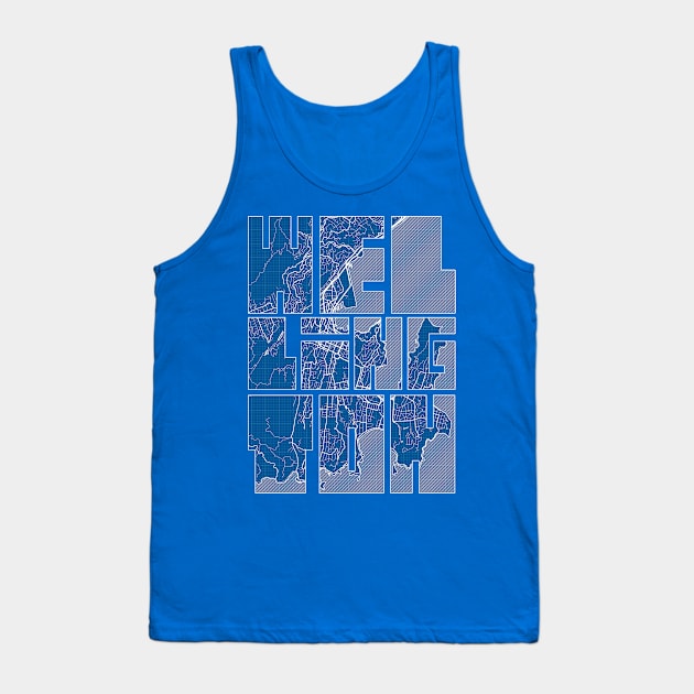 Wellington, New Zealand City Map Typography - Blueprint Tank Top by deMAP Studio